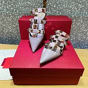 ROMAN STUD CALFSKIN BALLET FLAT ROSE QUARTZ - 1