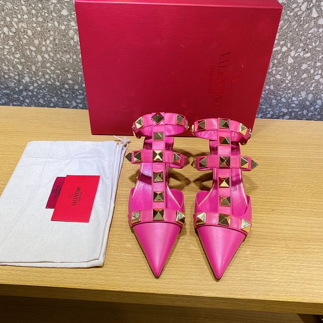 ROMAN STUD CALFSKIN PUMP PINK 40 MM - 1