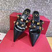 ROMAN STUD FLAT MULE IN CALFSKIN BLACK - 3