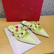 ROMAN STUD FLAT MULE IN CALFSKIN LIME SORBET - 1