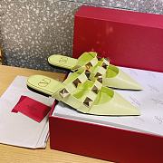 ROMAN STUD FLAT MULE IN CALFSKIN LIME SORBET - 4