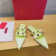 ROMAN STUD FLAT MULE IN CALFSKIN LIME SORBET - 3