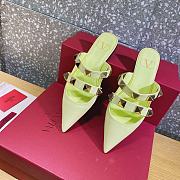 ROMAN STUD FLAT MULE IN CALFSKIN LIME SORBET - 2