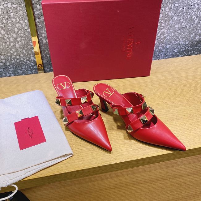 roman stud flat mule in calfskin