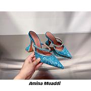 AMINA MUADDI Gilda Blue Satin Slipper - 1