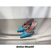 AMINA MUADDI Gilda Blue Satin Slipper - 3