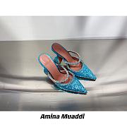 AMINA MUADDI Gilda Blue Satin Slipper - 2