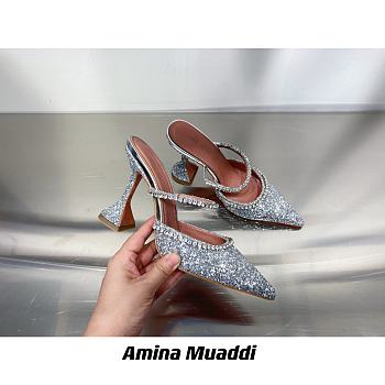 AMINA MUADDI Gilda White Crystal Slide Sandals