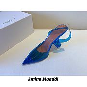 AMINA MUADDI Blue See-Through Slingback Bow Pumps - 4