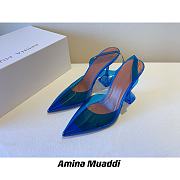AMINA MUADDI Blue See-Through Slingback Bow Pumps - 2