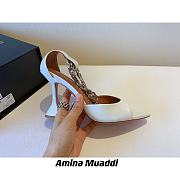 Amina Muaddi White & Gold Henson Heeled Sandals - 6
