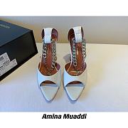 Amina Muaddi White & Gold Henson Heeled Sandals - 3