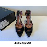 Amina Muaddi Black & Silver Henson Heeled Sandals - 6