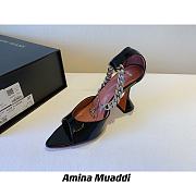 Amina Muaddi Black & Silver Henson Heeled Sandals - 4