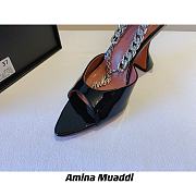 Amina Muaddi Black & Silver Henson Heeled Sandals - 3
