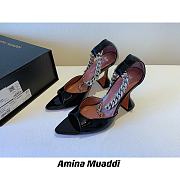 Amina Muaddi Black & Silver Henson Heeled Sandals - 2