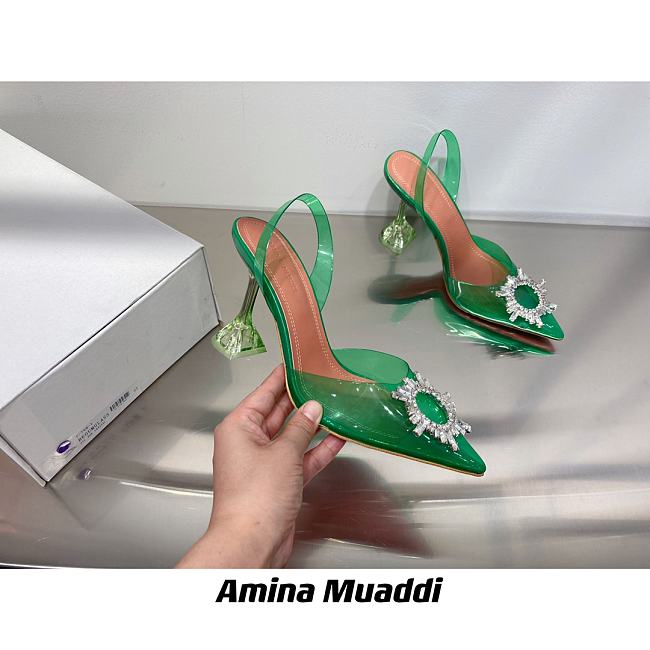 AMINA MUADDI Begum Green Plexi Jewel Pumps - 1