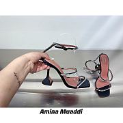 Amina Muaddi GILDA BLACK PATENT & WHITE CRYSTALS - 4