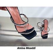 Amina Muaddi GILDA BLACK PATENT & WHITE CRYSTALS - 2