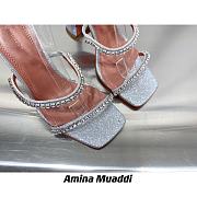 Amina Muaddi Gilda Sandal Dust Blue Patent & Candy Rainbow Crystal - 2