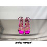 Amina Muaddi Gilda Sandal Ruby Pink Satin & Ruby Crystal - 5