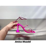 Amina Muaddi Gilda Sandal Ruby Pink Satin & Ruby Crystal - 3