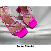 Amina Muaddi Gilda Sandal Ruby Pink Satin & Ruby Crystal Low - 2
