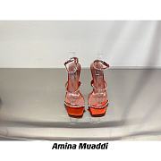 Amina Muaddi GILDA TAN PATENT & WHITE CRYSTALS LOW - 5