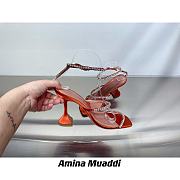 Amina Muaddi GILDA TAN PATENT & WHITE CRYSTALS LOW - 3