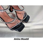 Amina Muaddi GILDA BLACK PATENT & WHITE CRYSTALS LOW - 2