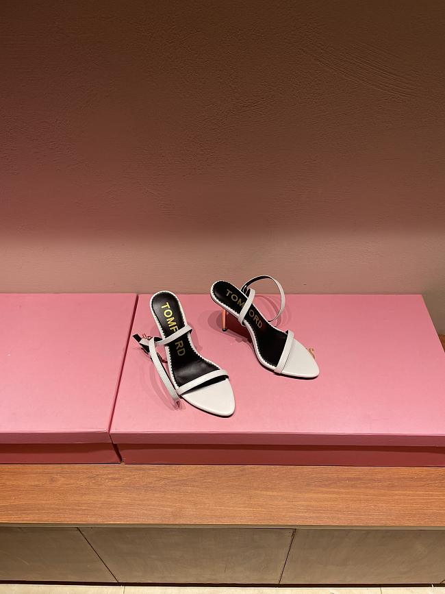 TOM FORD SHINY LEATHER PADLOCK POINTY NAKED SANDAL W2272T-LKD002 - 1