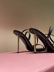 TOM FORD SHINY BLACK LEATHER PADLOCK POINTY NAKED SANDAL W2272T-LKD002 - 2
