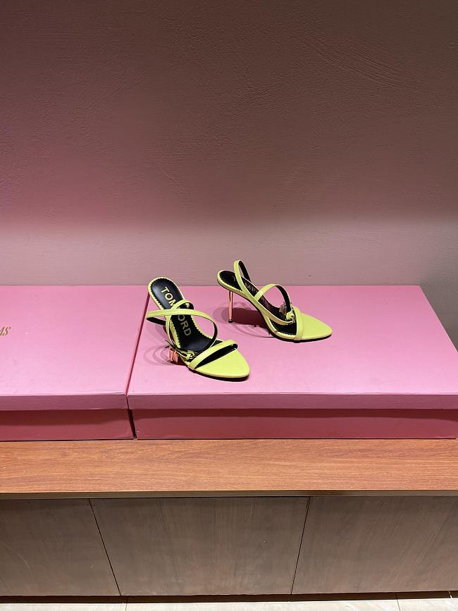 TOM FORD SHINY YELLOW LEATHER PADLOCK POINTY NAKED SANDAL W2272T-LKD002 - 1