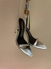 TOM FORD SHINY SILVER LEATHER PADLOCK POINTY NAKED SANDAL W2272T-LKD002 - 1