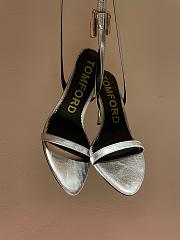 TOM FORD SHINY SILVER LEATHER PADLOCK POINTY NAKED SANDAL W2272T-LKD002 - 6