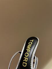 TOM FORD SHINY SILVER LEATHER PADLOCK POINTY NAKED SANDAL W2272T-LKD002 - 3