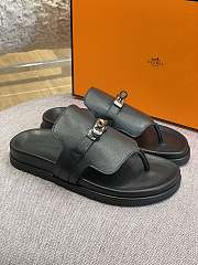 Hermes Sandal Slide Black Leather Locker - 1