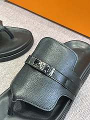 Hermes Sandal Slide Black Leather Locker - 6