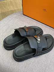 Hermes Sandal Slide Black Leather Locker - 4
