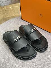 Hermes Sandal Slide Black Leather Locker - 3