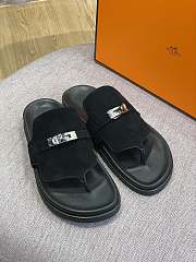 Hermes Sandal Slide Black Suede Leather Locker - 1