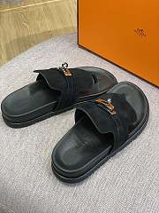 Hermes Sandal Slide Black Suede Leather Locker - 5