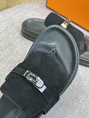 Hermes Sandal Slide Black Suede Leather Locker - 3
