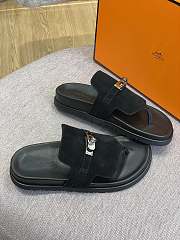 Hermes Sandal Slide Black Suede Leather Locker - 2
