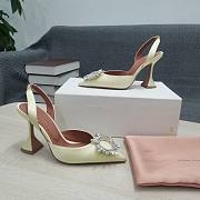 AMINA MUADDI Yellow Powder satin pumps - 4