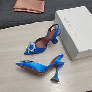 AMINA MUADDI Blue satin pumps - 4