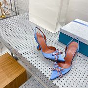 AMINA MUADDI Blue satin pumps crystal bow - 5