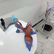 AMINA MUADDI Blue satin pumps crystal bow - 4