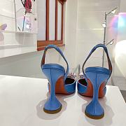 AMINA MUADDI Blue satin pumps crystal bow - 3