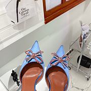 AMINA MUADDI Blue satin pumps crystal bow - 2